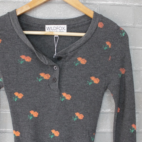 Wildfox Rose Ditsy Hallows Henley Bodysuit XS - Picture 4 of 7